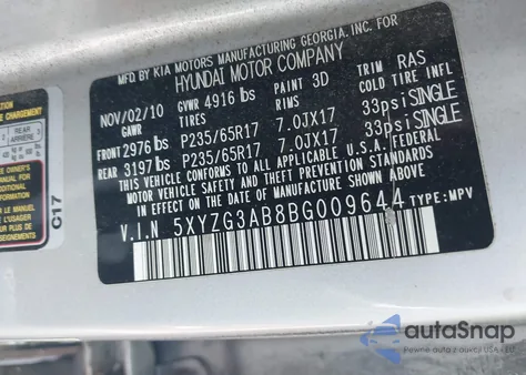 2011 Hyundai Santa Fe Gls из США, поврежденный, VIN 5XYZG3AB8BG009644